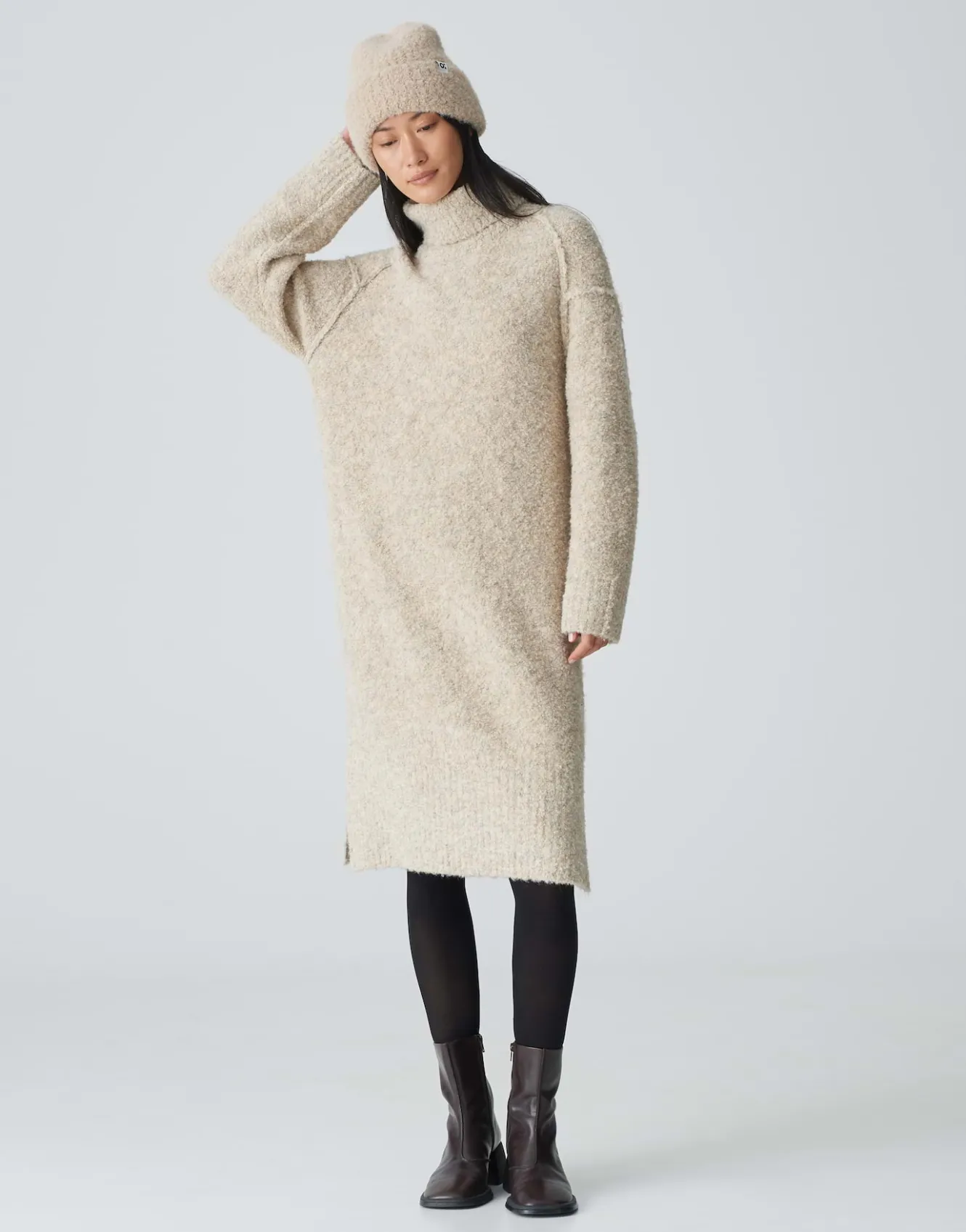 strickkleid_wastelle_beige_online_bestellen_0.webp OPUS Strickkleid Wastelle Beige Online Bestellen^Damen Strick | Kleider